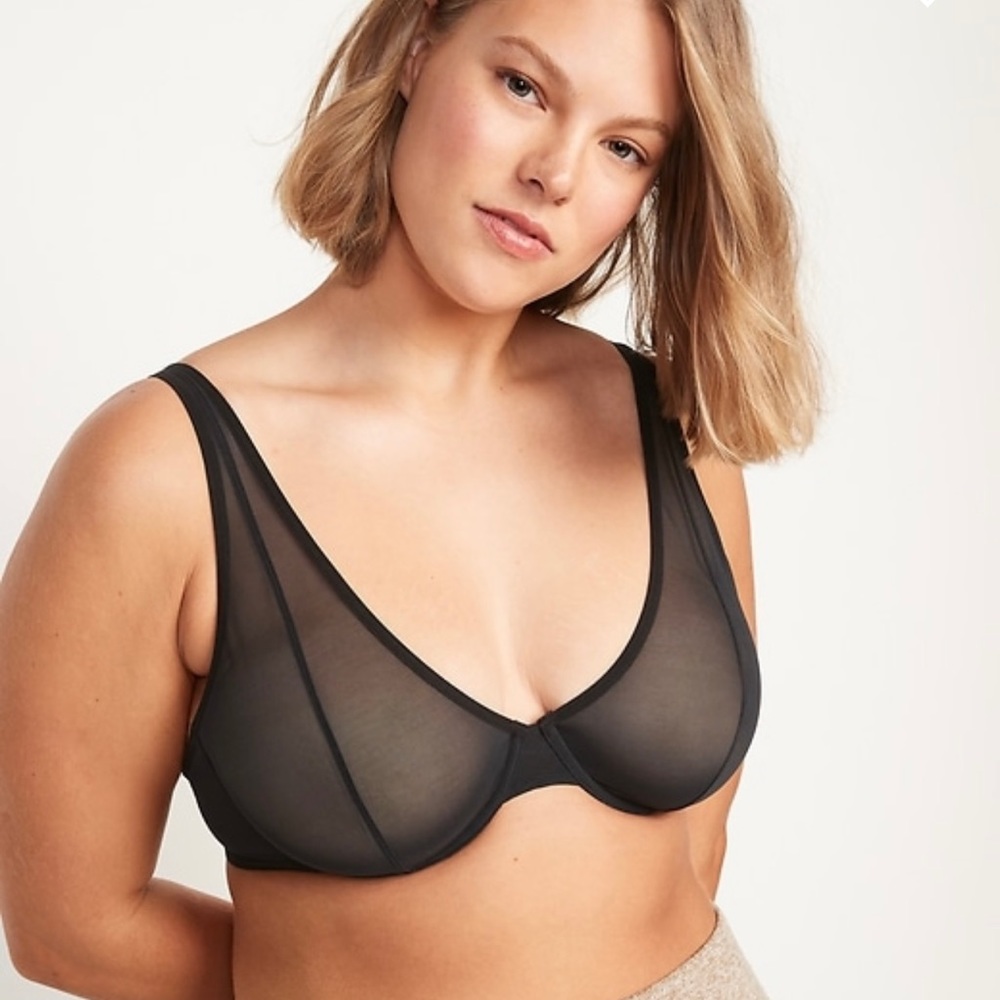Old Navy Mesh unlined underwire plunge bra 46D
